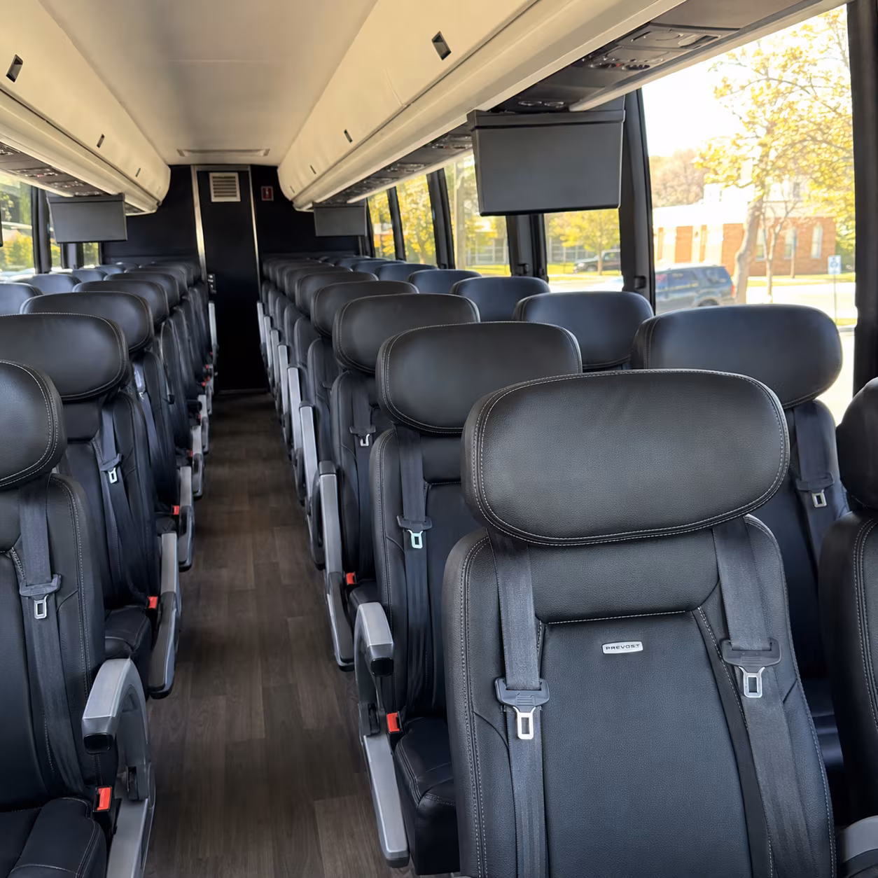 santa monica 45 passenger charter bus inside