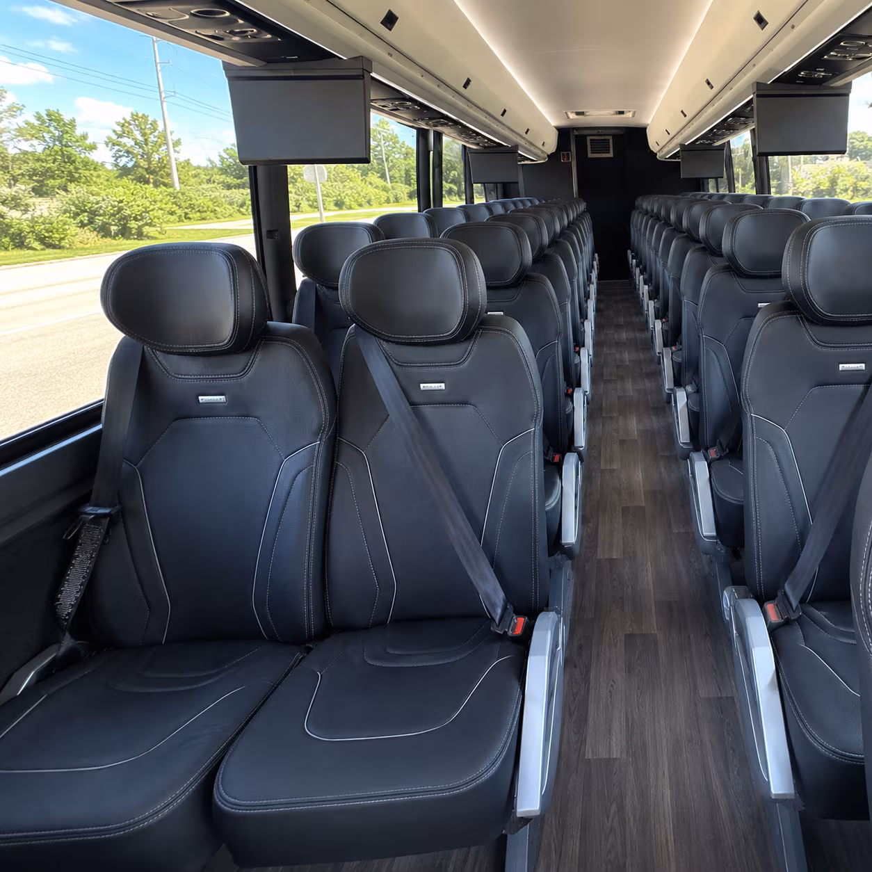 santa monica 47 passenger charter bus inside